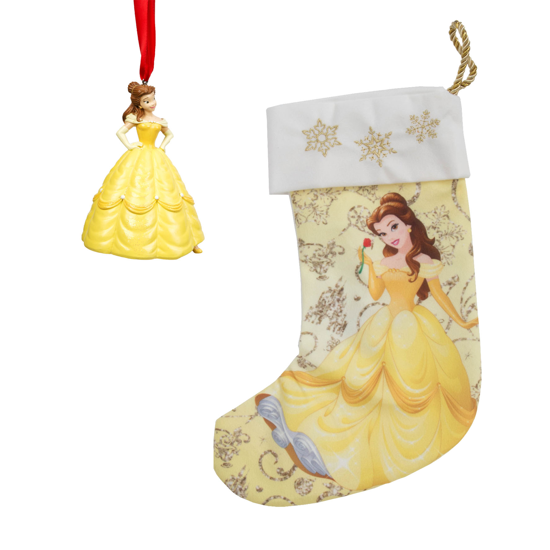 Disney by Widdop, Widdop. Walt Disney Figuren, Walt Disney Ornament, Weihnachtsanhänger, Belle Ornament, Belle Nikolausstiefel, RJ476, Schöne und das Biest Anhänger