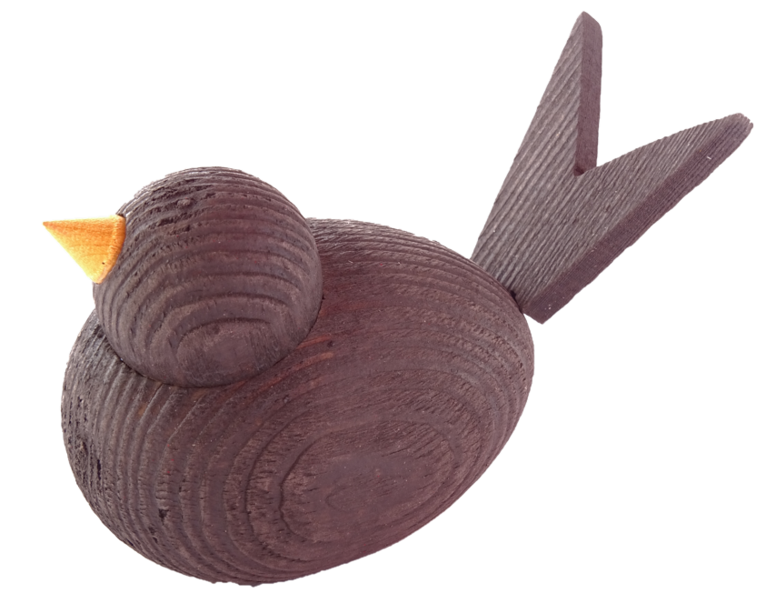 Sebastian Design, Candlering, Kerzenring, Skandinavischer Holzkranz, Skandinavische Kerzenringe, massiver dunkelgrauer Vogel, 46-180-125