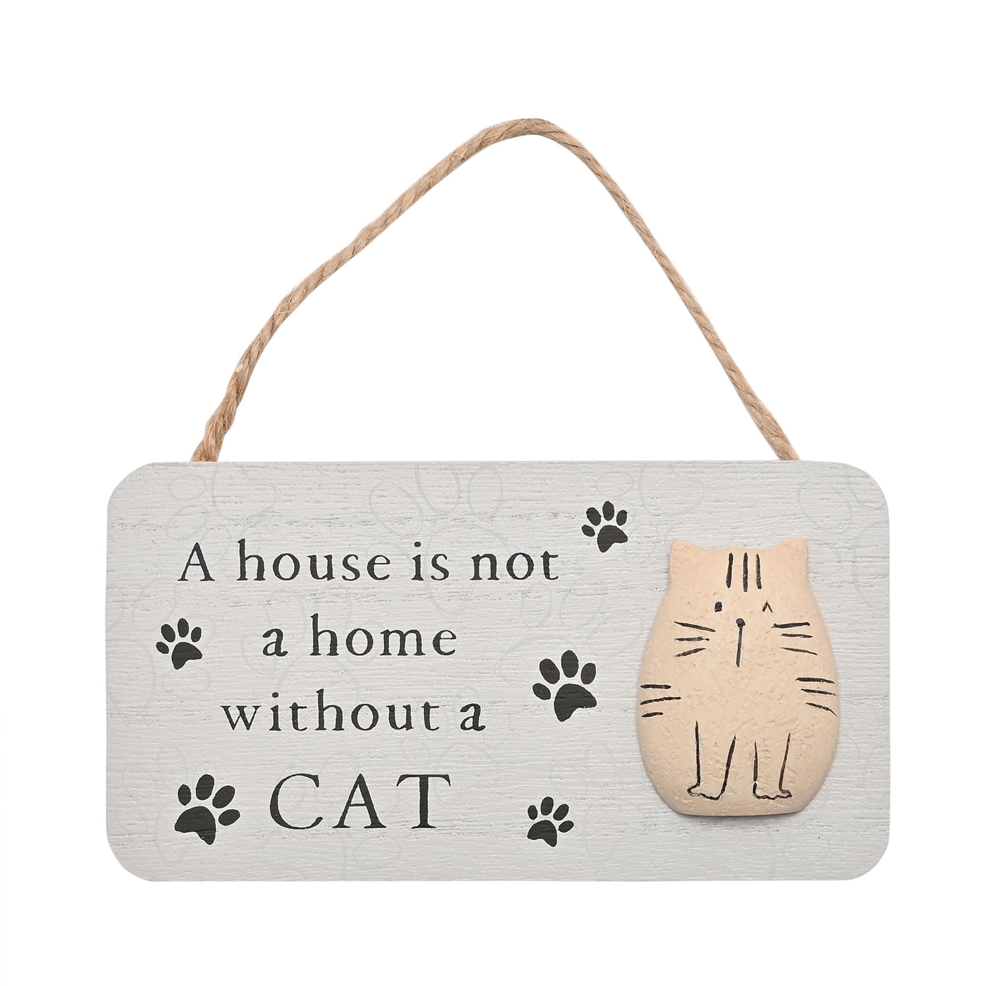 BB634, A house is not a home without a cat, Best of Breed, Pebble Cat Plaque, Kieselsteinkatze Anhänger, Katzenfan, Geschenk Katze, Katzen, Cat, Anhänger, Paw Prints, Pfotenabdruck, Plakette