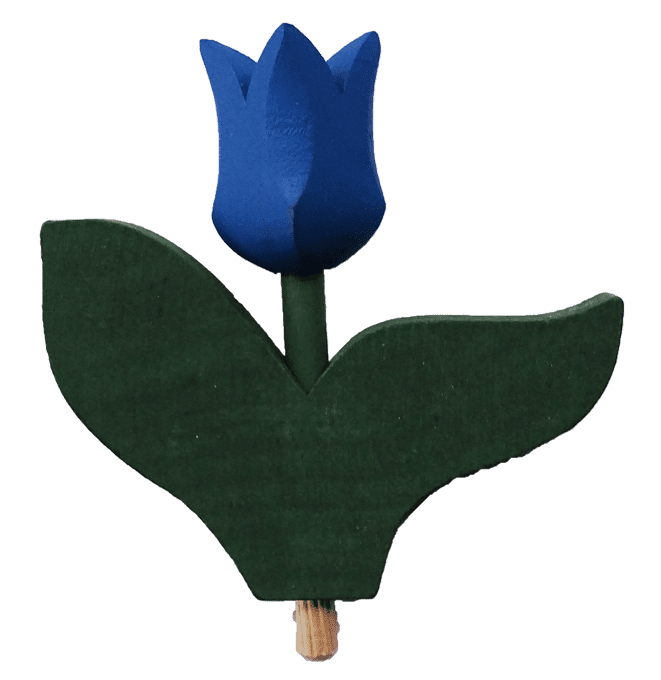 Sebastian Design, Candlering, Kerzenring, Skandinavischer Holzkranz, Skandinavische Kerzenringe, Tulpe mit Blatt, blau, 46-680-134