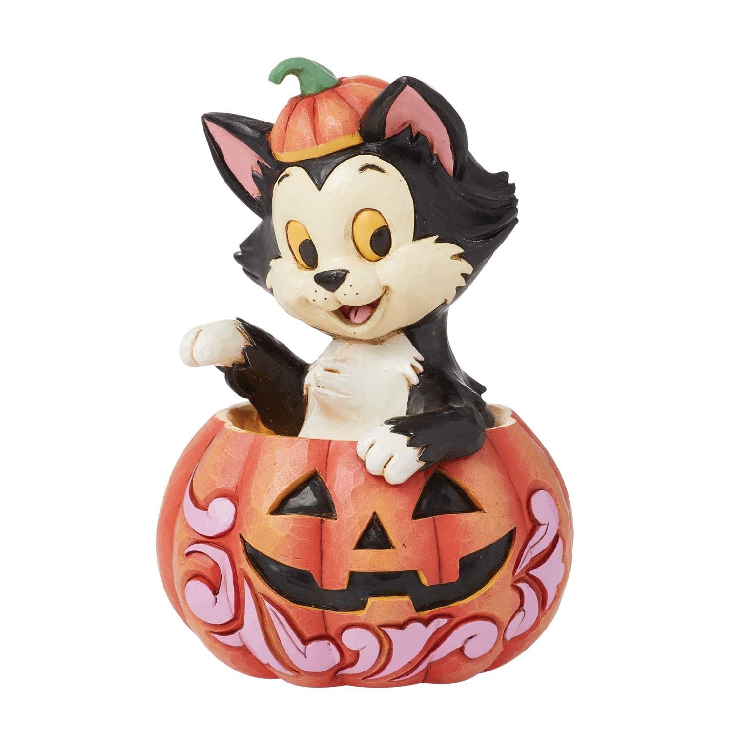 Jim Shore, Disney Traditions, Disneyfigur, Jim Shore Figur, 6016583, Figaro in  Jack-O-Lantern, Katze Figaro im Kürbis, Pinocchio, Disney Halloweenfigur