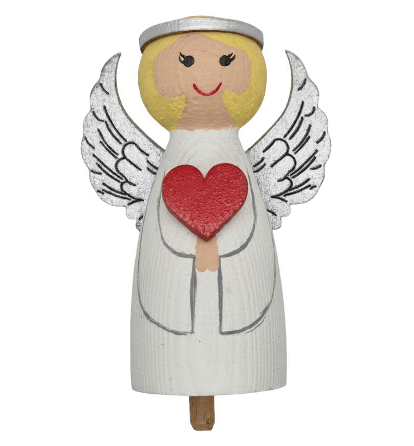 Engel PEG Engel mit rotem Herz und silbernen Flügeln / Steckfigur für großen Kerzenring von Sebastian Design