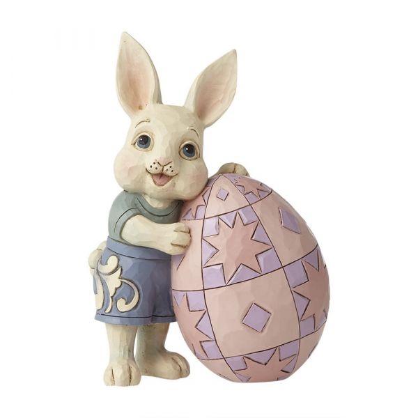 Heartwood Creek, Jim Shore, Jim Shore Ostern, Jim Shore Frühling, 6008407, Osterhase, Osterhasen-Junge mit Osterei, Boy Bunny Leaning on Egg, Jim Shore Osterkollektion