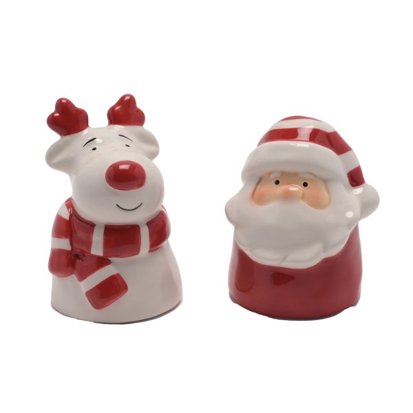 XM11161, Widdop, The Seasonal Gift Co, Salz- und Pfefferstreuer Weihnachtsmann & Elch, Salt- and Pepper Shaker Set Santa & Reindeer