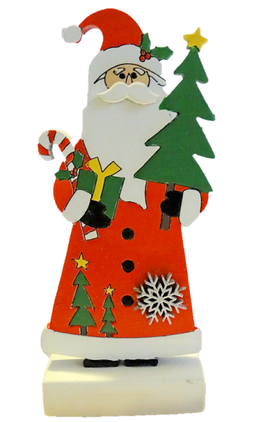 Weihnachtsmann mit Tannenbaum - Steckfigur für Kerzenring