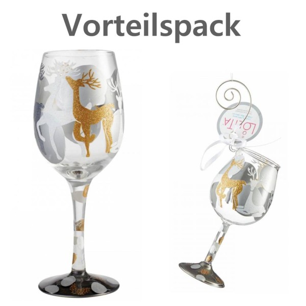 Vorteilspack Lolita Weinglas & Weihnachtsanhänger - Visions of Reindeer 6002984