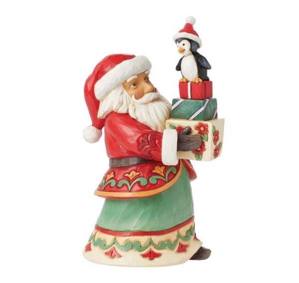 Jim Shore, Heartwood Creek, Jim Shore Santa, 6015470, Santa with GIfts and Penguin, Weihnachtsmann mit Pinguin , Loaded Up With Christmas Cheer, Jim Shore Weihnachtsmann