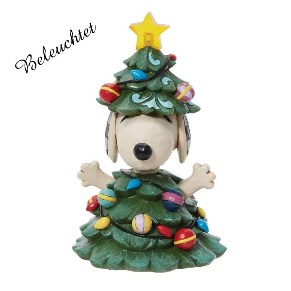 Jim Shore, Peanuts, Peanuts by Jim Shore, 6013042, All Lit Up, Snoopy als Weihnachtsbaum, Snoopy Dressed As A Tree, Snoopy As Christmas Tree