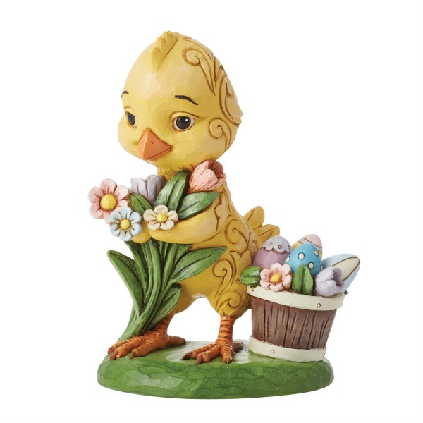 Jim Shore, Heartwood Creek, 6014393, Osterküken, One Cute Easter Chick, Küken mit Ostereiern und Blumen, Osterdekoration, Osterfigur