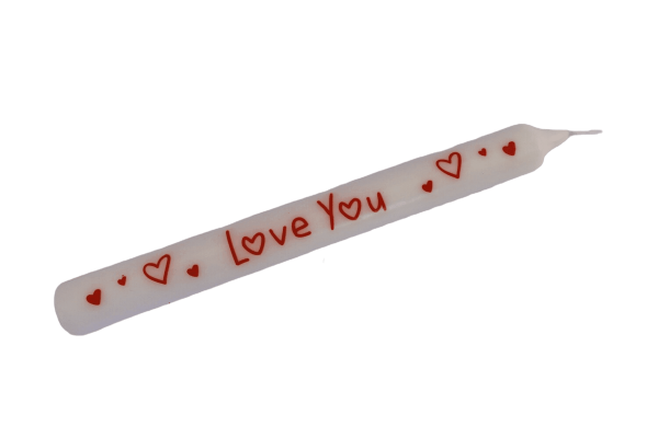 Kerze, Stabkerze Valentinstag, Hochzeitstag, Liebe, Kerze Love You, weiße Kerze, 10039666, Kerze mit Spruch, Kerze beschriftet, Stick Candles