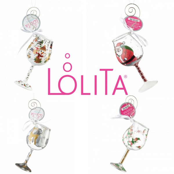 Lolita Weinglas 4 Ornamente / Weihnachtsanhänger