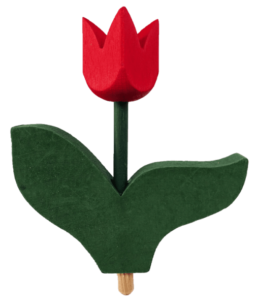 Tulpe mit Blatt, rot -Steckfigur für Kerzenring