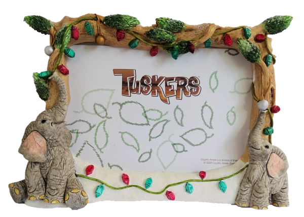 Tuskers, CA07043, Tuskers Bilderrahmen, Merry Christmas Bilderrahmen, Tuskers Elefant, Tuskers Elefanten, Border Fine Arts Elefant