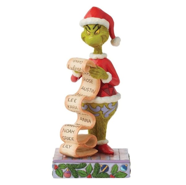 Jim Shore, Der Grinch, The Grinch, 6015217, Grinch Figur, Grinch mit Gut und Böse-Liste, Grinch with Naughty and Nice List, Grinch Weihnachtsdekoration, Grinch Weihnachtsfigur