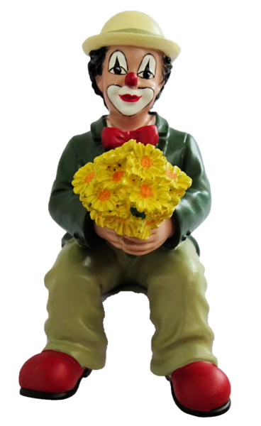 Gilde Handwerk, Gilde Clowns, Florius Kantenhocker mit weißen Blumen, 35171B, Gilde Clowns Comedy Collection