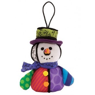 Romero Britto Pop Art aus Miami - Snowman Plush Ornament / Schneemann Anhänger