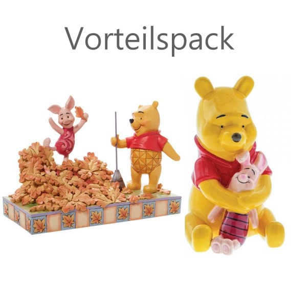 Disney Traditions, Jim Shore, Jim Shore Disney, Disney Traditions Collection, 6008990, Jumping into Fall, Piglet & Pooh Autumn Leaves, Ferkel & Puuh im Herbstlaub, Winnie Pooh, Winnie Puuh, Jim Shore Disneyfigur