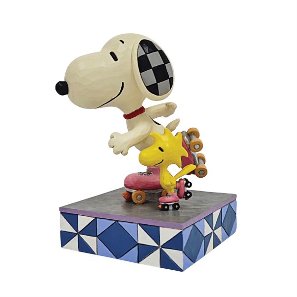 Jim Shore, Peanuts, Peanuts by Jim Shore, The Wheel Deal, Snoopy Roller Skating, Woodstock, 6016267, Snoopy Figur, Snoopy und Woodstock laufen Rollschuh