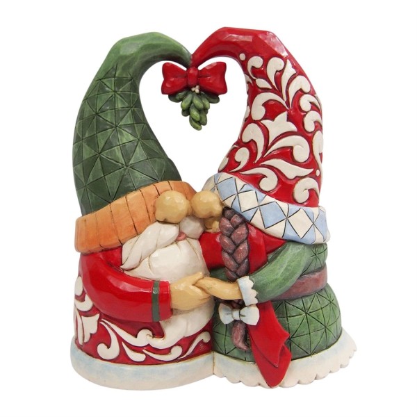 Jim Shore, Heartwood Creek, Jim Shore Santa, 6015471, Merry Kiss-Mas Gnomes, Gnome Couple, Wichtelpärchen unter dem Mistelzweig, Zwerg, Jim Shore Weihnachtsfigur
