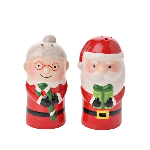 XM11999, Salz- und Pfefferstreuer, Mr. & Mrs. Claus, Weihnachtsmann, weihnachtliche Tischdekoration, Weihnachtsgeschirr Salt & Pepper Shakers