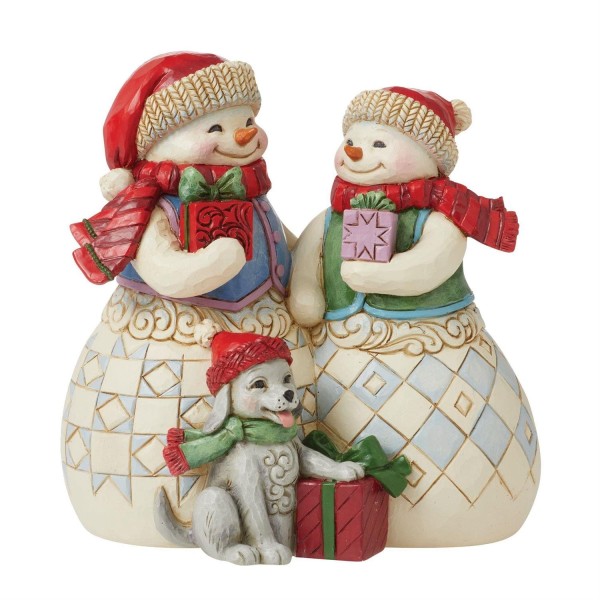 Jim Shore, Heartwood Creek, Heartwood Creek by Jim Shore, 6012938, Snuggled Up Together Snowman, Schneemannpaar mit Geschenken, Snowman Couple, Jim Shore Schneemann, Heartwood Creek Snowman