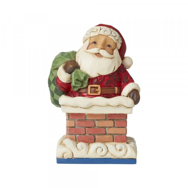 Jim Shore, Heartwood Creek, Jim Shore Weihnachten, 6009011, Mini Santa in Chimney, Mini Weihnachtsmann im Schornstein, Jim Shore Weihnachtsfigur, Heartwood Creek Weihnachtsfigur