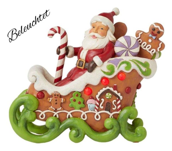 Jim Shore, Heartwood Creek, Jim Shore Santa, 6015409, Gingerbread Santa in Sleigh, Sharing Sweet Holiday Cheer, Weihnachtsmann im Schlitten, Jim Shore Weihnachtsfigur