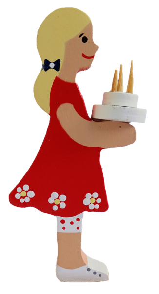 Geburtstagskind mit Torte - Steckfigur für Kerzenring