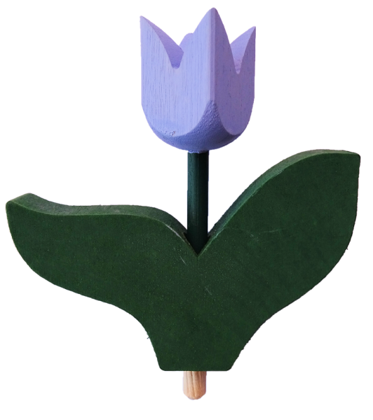 Tulpe mit Blatt, hellblau -Steckfigur für Kerzenring von Sebastian Design