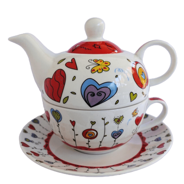 Tea for One, Teekannen-Set Blumen und Herzen, Tasse, Teekanne, Kanne, Tea for One Flower, 10018293