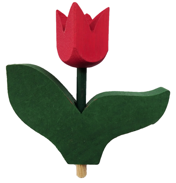 Tulpe mit Blatt, altrosa - Steckfigur für Kerzenring