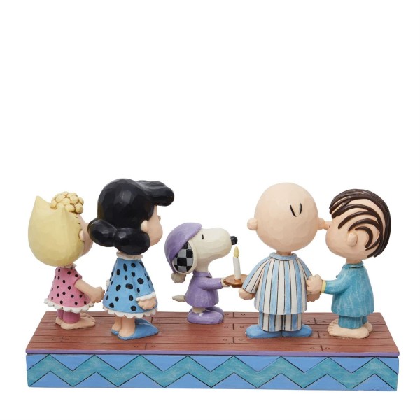 Jim Shore, Peanuts, Peanuts by Jim Shore, 6013046, Peanuts Gang in Christmas, Snoopy, Charlie Brown, Sally, Lucy, Linus, PJ Party, Pyjama-Party