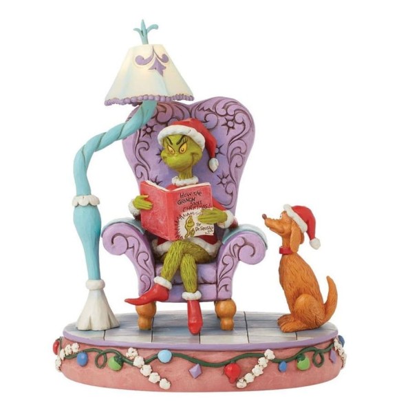 Jim Shore, Der Grinch, The Grinch, 6015213, Grinch Figur, Grinch im Sessel mit Lampe, Grinch in Chair with Lamp, Grinch Weihnachtsdekoration, Grinch Weihnachtsfigur