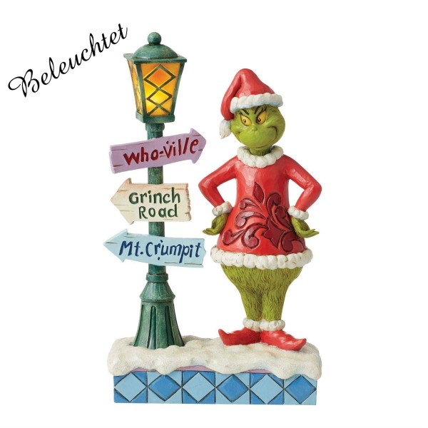 Der Grinch, Grinch, Jim Shore, The Grinch by Jim Shore, 6012699, Grinch with Street Sign, Grinch mit Laterne
