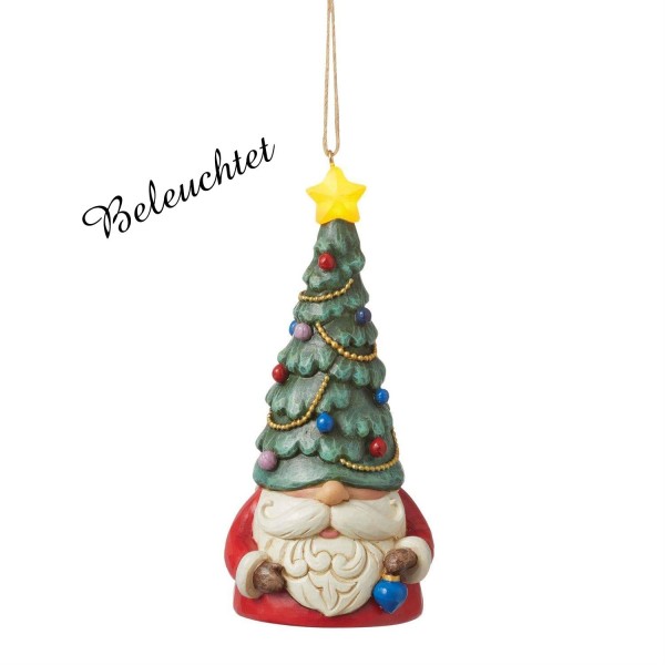 Jim Shore, Heartwood Creek, Heartwood Creek by Jim Shore, 6012976, Gnome with LED Christmas Hat Ornament, Gnome mit LED Weihnachtsbaummütze Weihnachtsanhänger, Heartwood Creek Gnome, Jim Shore Wichtel