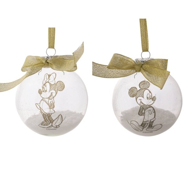 Schnee-Weihnachtskugeln Mickey & Minnie
