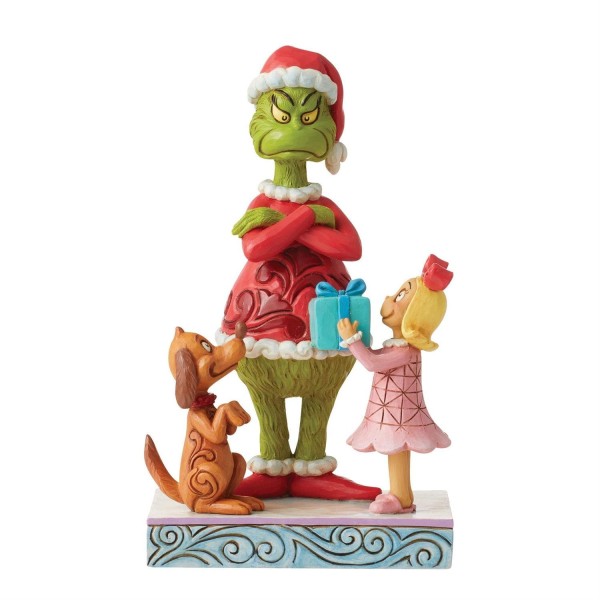 Der Grinch, Grinch, Jim Shore, The Grinch by Jim Shore, 6012698, Max and Cindy Lou Gifting the Grinch, Geschenk für den Grinch, Grinch mit Max und Cindy Lou