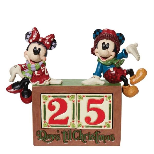 Disney Traditions, Jim Shore, Disney Traditions Jim Shore, 6013057, The Christmas Countdown, Micky & Minnie Maus mit Weihnachtskalender, Mickey & Minnie Mouse Christmas Calendar, Disney Traditions Christmas,, Jim Shore Weihnachten