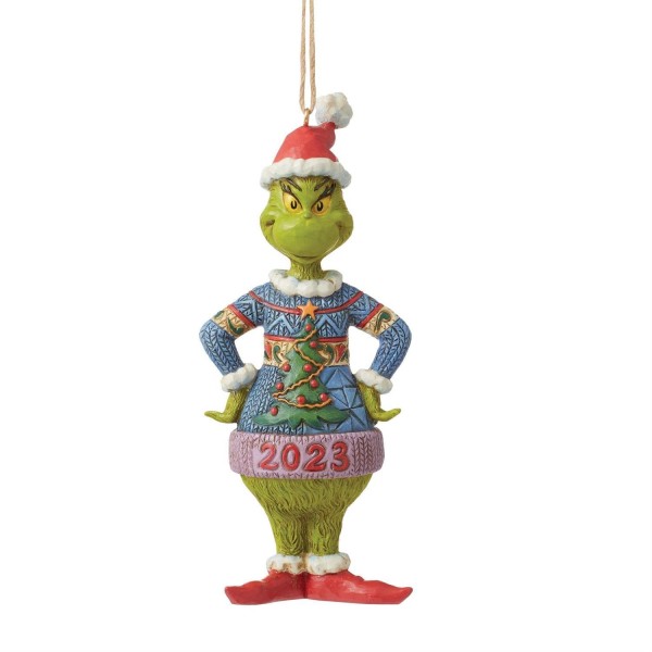 Der Grinch, Grinch, Jim Shore, The Grinch by Jim Shore, 6012707, Grinch 2023 Ornament, Grinch Weihnachtsanhänger, Grinch with Sweater, Ugly Sweater Grinch