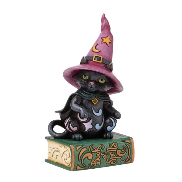 Jim Shore, Heartwood Creek, Halloween, Too Cute to Spook, Black Cat on Book, Schwarze Katze auf Buch, Herbstdeko, Halloweendeko, Halloweenfigur, 6016645