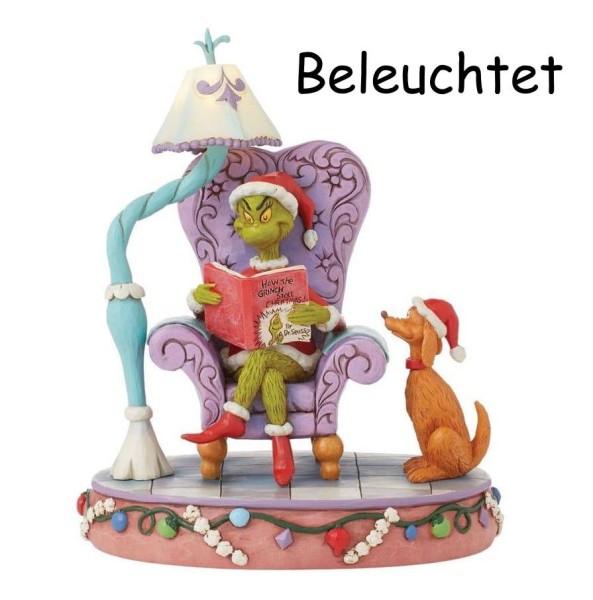 Jim Shore, Der Grinch, The Grinch, 6015213, Grinch Figur, Grinch im Sessel mit Lampe, Grinch in Chair with Lamp, Grinch Weihnachtsdekoration, Grinch Weihnachtsfigur