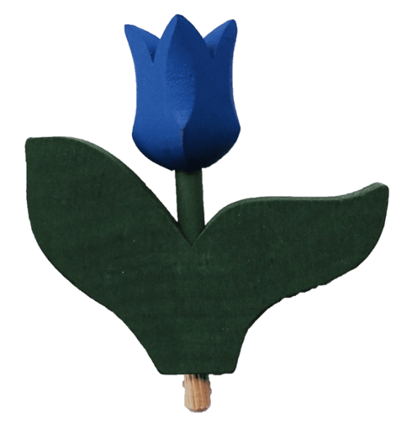 Sebastian Design, Candlering, Kerzenring, Skandinavischer Holzkranz, Skandinavische Kerzenringe, Tulpe mit Blatt, blau, 46-680-134