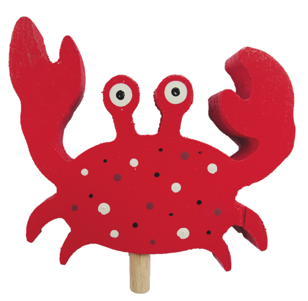 Krabbe, rot mit Punkten - Steckfigur für Kerzenring