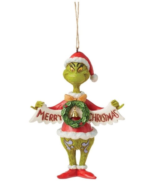 Jim Shore, Der Grinch, The Grinch, 6015226, Grinch Figur, Merry Grinchmas Ornament, Grinch Weihnachtsanhänger, Tannenbaumdekoration Grinch Weihnachtsdekoration, Grinch Weihnachtsfigur