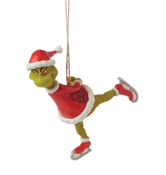 Jim Shore, Der Grinch, The Grinch, 6015225, Grinch Figur, Grinch Ice Skating, Grinch Schlittschuhlaufen, mit Schlittschuhen, Grinch Weihnachtsdekoration, Grinch Weihnachtsfigur