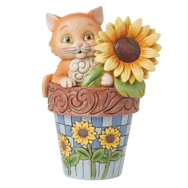 Jim Shore, Heartwood Creek, 6016387, Paws 'n' Petals, Katze im Blumentopf, Cat in Flowerpot, Jim Shore Figur, Jim Shore Katze