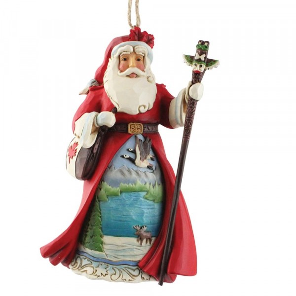 Jim Shore, Heartwood Creek, Jim Shore Weihnachten, 6009467, Canadian Santa Ornament, Kanadischer Weihnachtsmann Weihnachtsanhänger, Around the World Collection