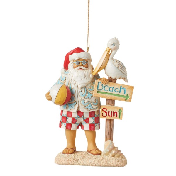 Jim Shore, Heartwood Creek, Jim Shore Santa, Heartwood Creek Weihnachtsmann, 6014507, Pelican Way Ornament, Coastal Collection, Weihnachtsmann mit Pelikan