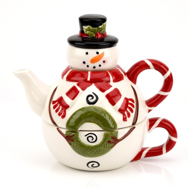 Widdop, Widdop Weihnachten, Weihnachtsbecher, Tea For One, Weihnachtsgeschirr, Tea for One Schneemann, Tea for One Schneemann, Teekanne, Teetasse, Teebecher, Weihnachtskanne, Weihnachtsbecher