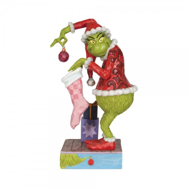 Jim Shore, The Grinch, Der Grinch, The Grinch by Jim Shore, 6010781, Grinch mit Nikolausstiefel, Grinch Holding Stocking, Grinch Holding Stocking Placing Ornament in Stocking, Dr. Seuss